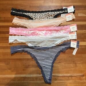 Jenni Women's Lace-Trim Thong set of 5 3XL